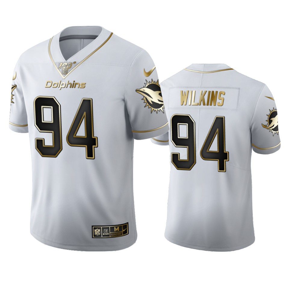 Miami Dolphins 94 Christian Wilkins Men Nike White Golden Edition Vapor Limited NFL 100 Jersey